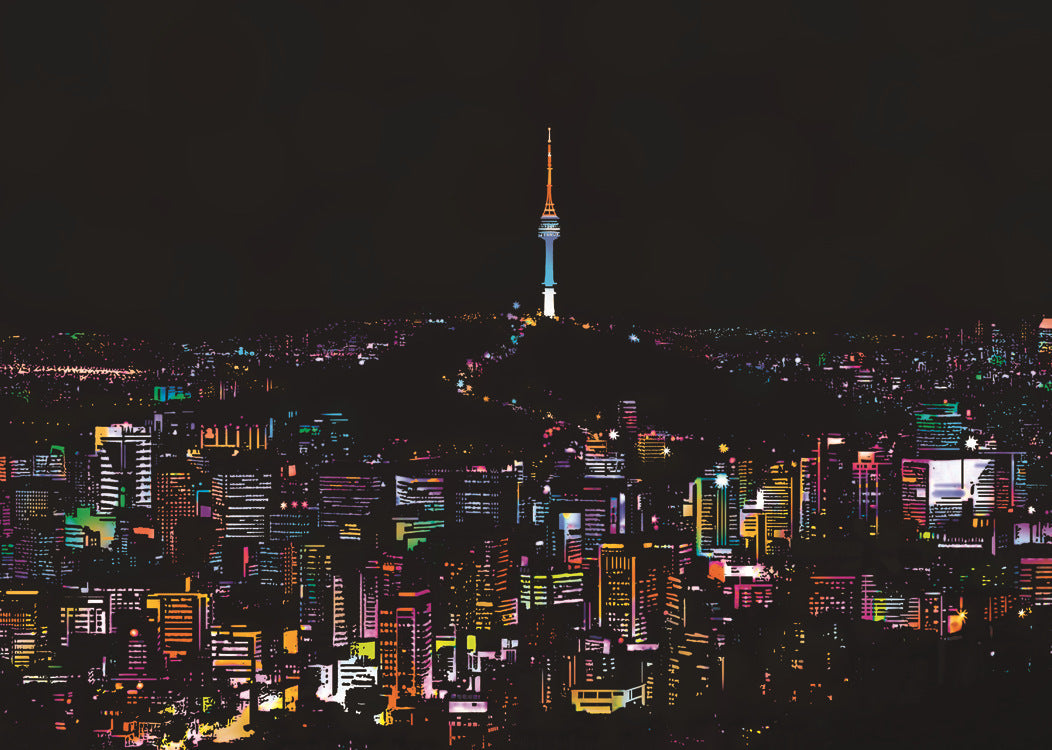 City night scratch painting