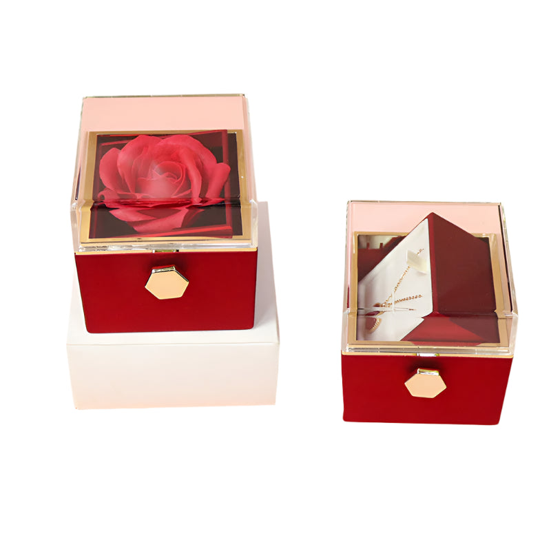 Rotating Soap Flower Rose Gift Box Creative Rotating Rose Jewelry Packaging Box Valentine's Day Gift For Women