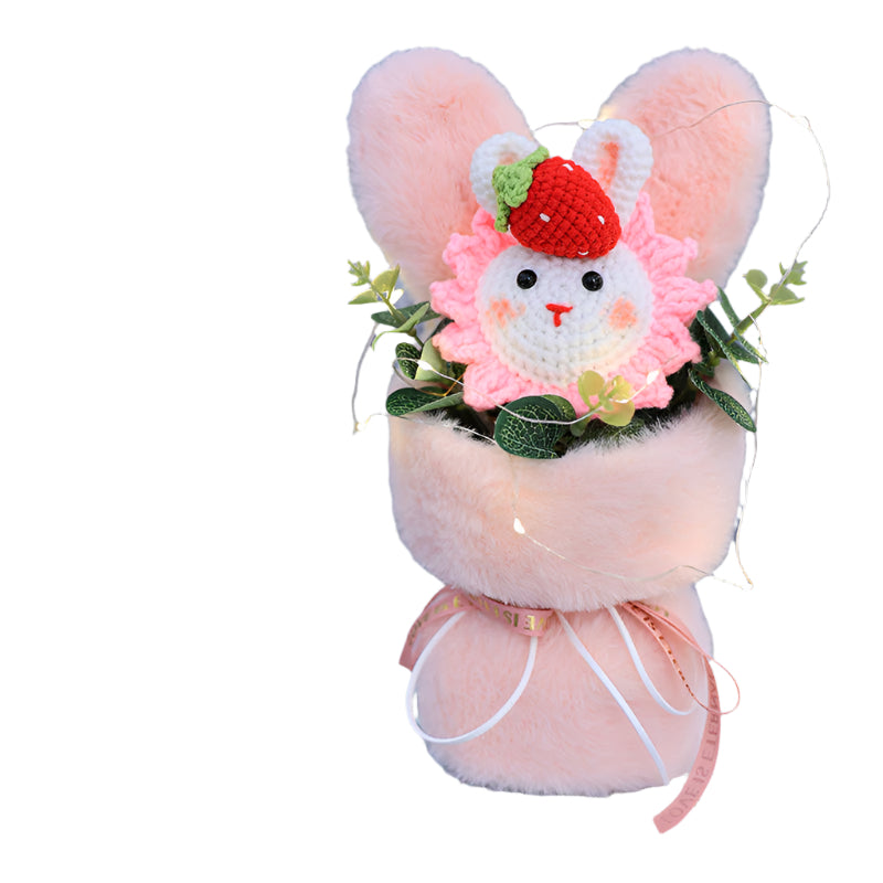 Cute Rabbit Ears Small Bouquet Gift Box Mother's Day Birthday Gift Sunflower Woolen Flowers