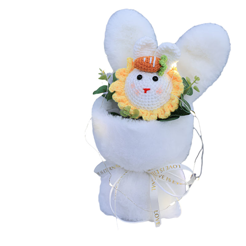 Cute Rabbit Ears Small Bouquet Gift Box Mother's Day Birthday Gift Sunflower Woolen Flowers