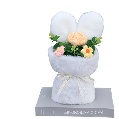 Cute Rabbit Ears Small Bouquet Gift Box Mother's Day Birthday Gift Sunflower Woolen Flowers