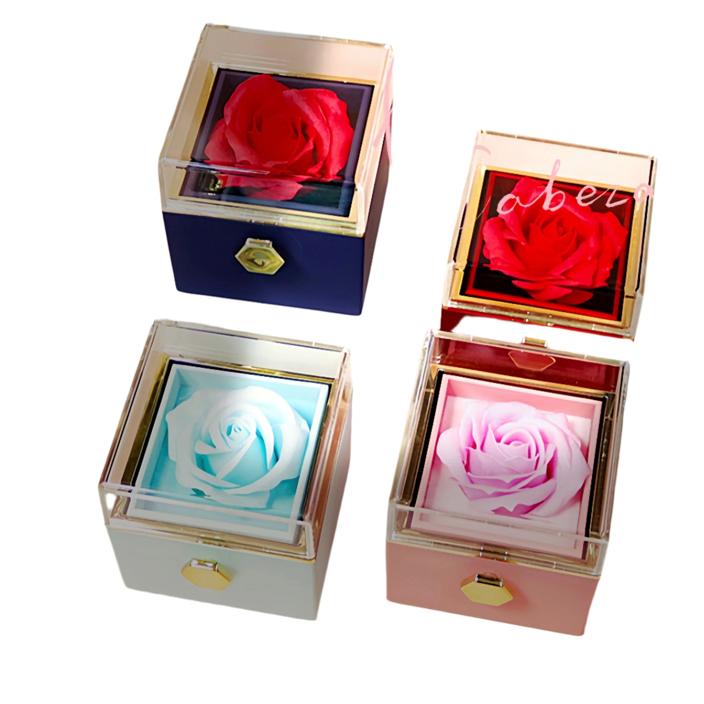 Rotating Soap Flower Rose Gift Box Creative Rotating Rose Jewelry Packaging Box Valentine's Day Gift For Women