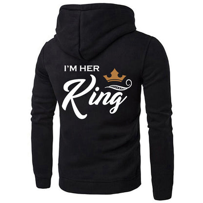 Her King His Queen Couple Hooded Printed Sweater