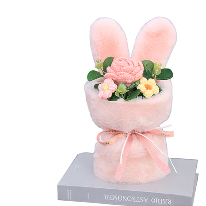 Cute Rabbit Ears Small Bouquet Gift Box Mother's Day Birthday Gift Sunflower Woolen Flowers