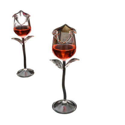 Fancy Red Wine Goblet Wine Cocktail Glasses 100ml Rose Flower Shape Wine Glass Party Barware Drinkware