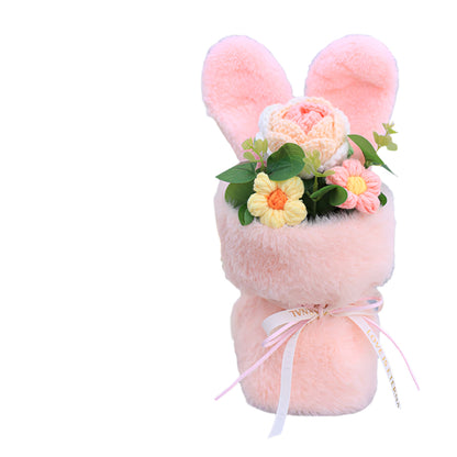 Cute Rabbit Ears Small Bouquet Gift Box Mother's Day Birthday Gift Sunflower Woolen Flowers