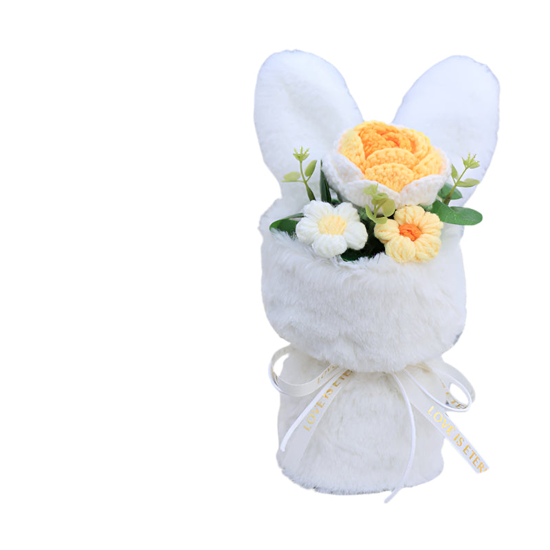 Cute Rabbit Ears Small Bouquet Gift Box Mother's Day Birthday Gift Sunflower Woolen Flowers