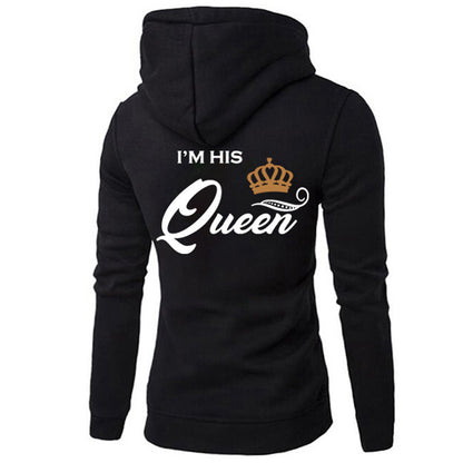 Her King His Queen Couple Hooded Printed Sweater