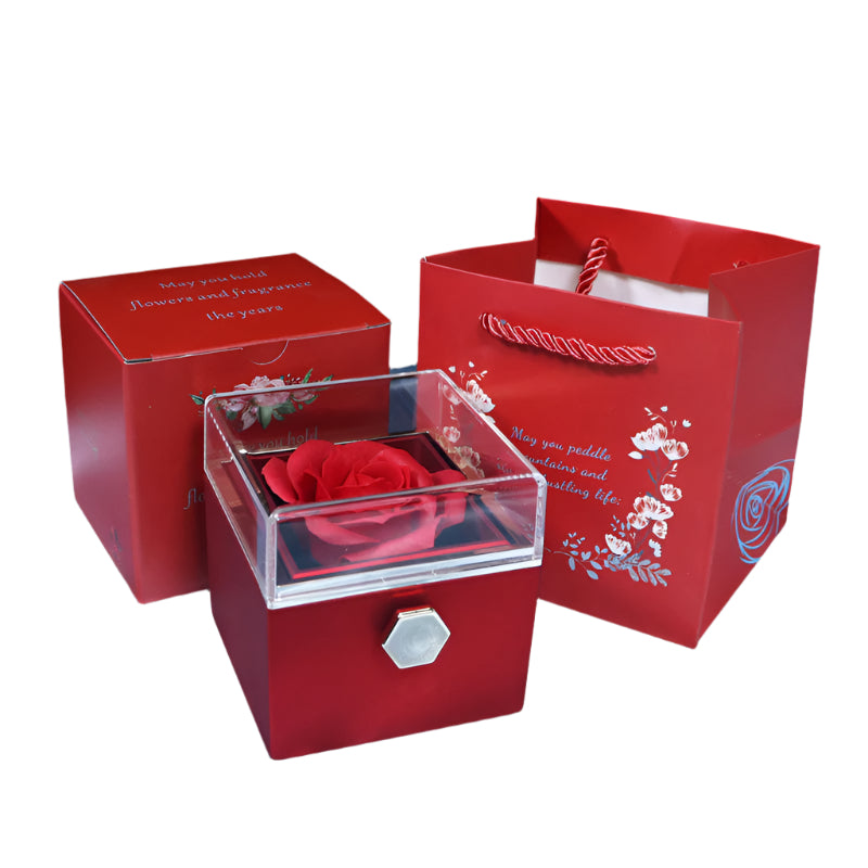 Rotating Soap Flower Rose Gift Box Creative Rotating Rose Jewelry Packaging Box Valentine's Day Gift For Women