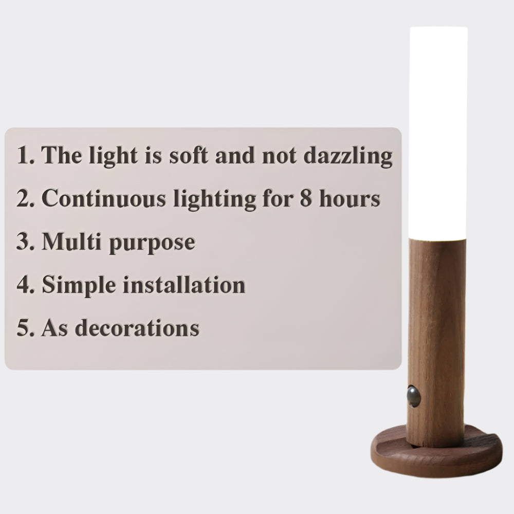 Auto LED USB Magnetic Wood Wireless Night Light Corridors Porch Lights PIR Motion Sensor Wall Light Cabinet Lamp