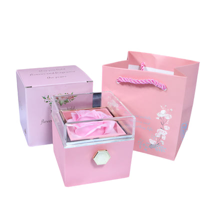 Rotating Soap Flower Rose Gift Box Creative Rotating Rose Jewelry Packaging Box Valentine's Day Gift For Women